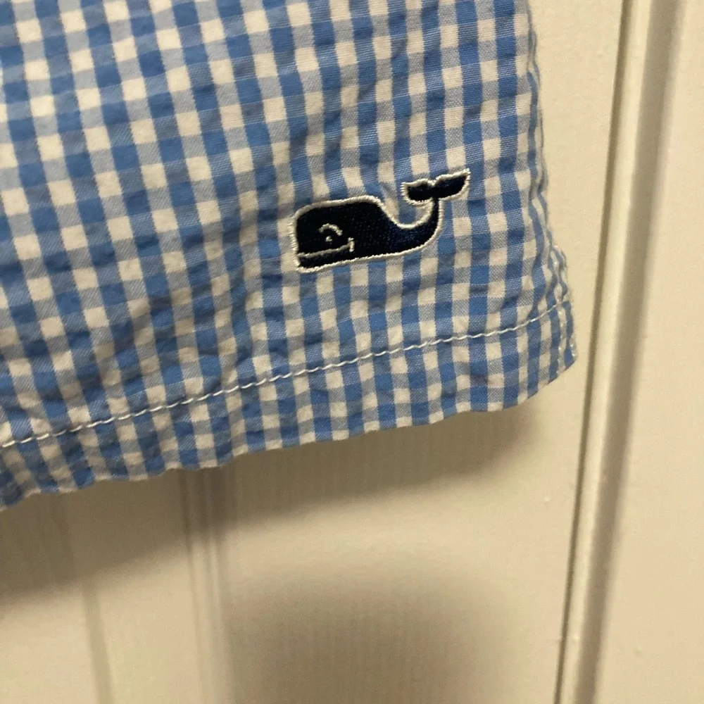 *Vineyard Vines Blue Gingham Men’s Medium Swim Shorts #D